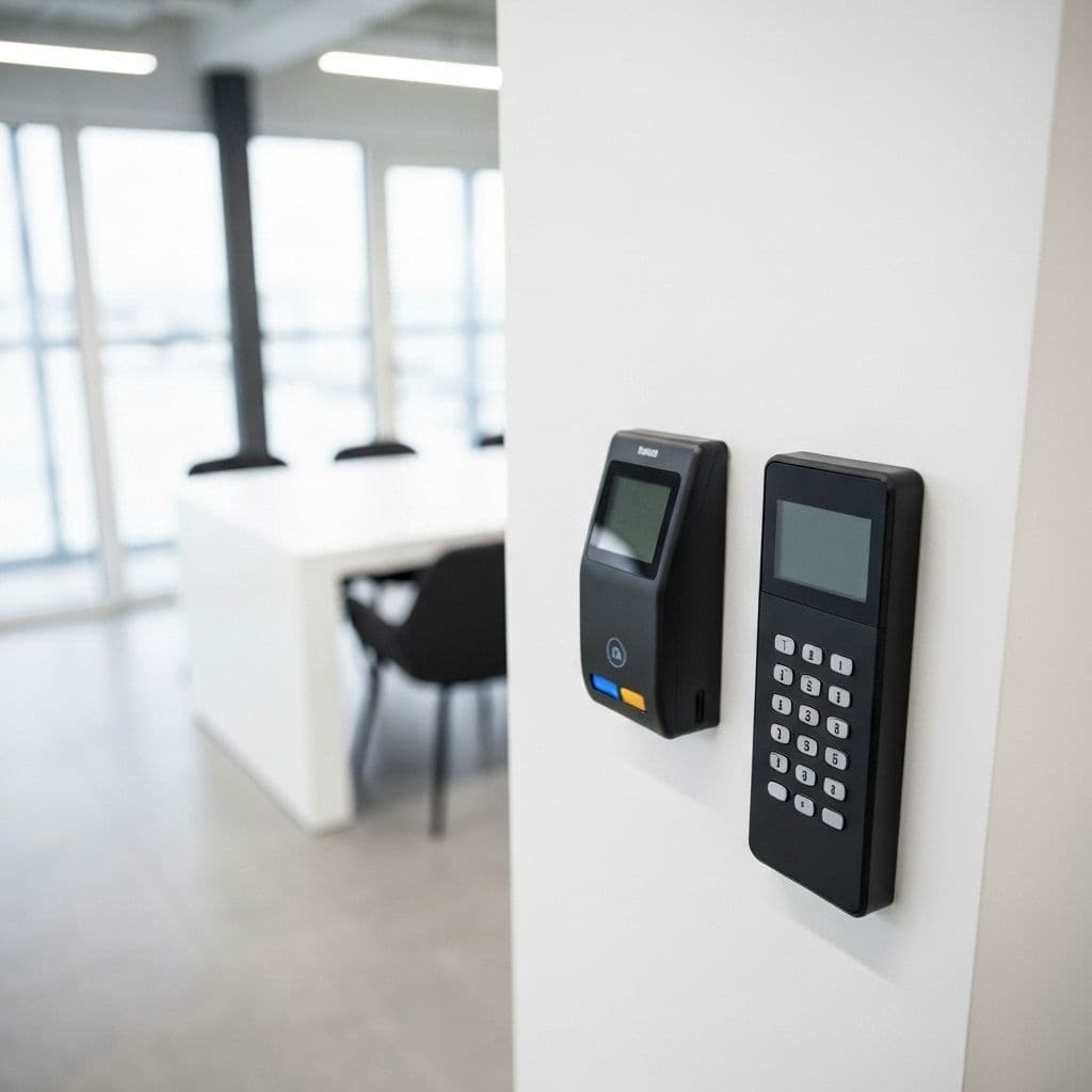 End-Point Wireless technician installing commercial access control system