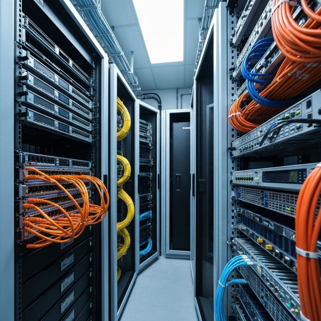 Modern network server room with structured cabling
