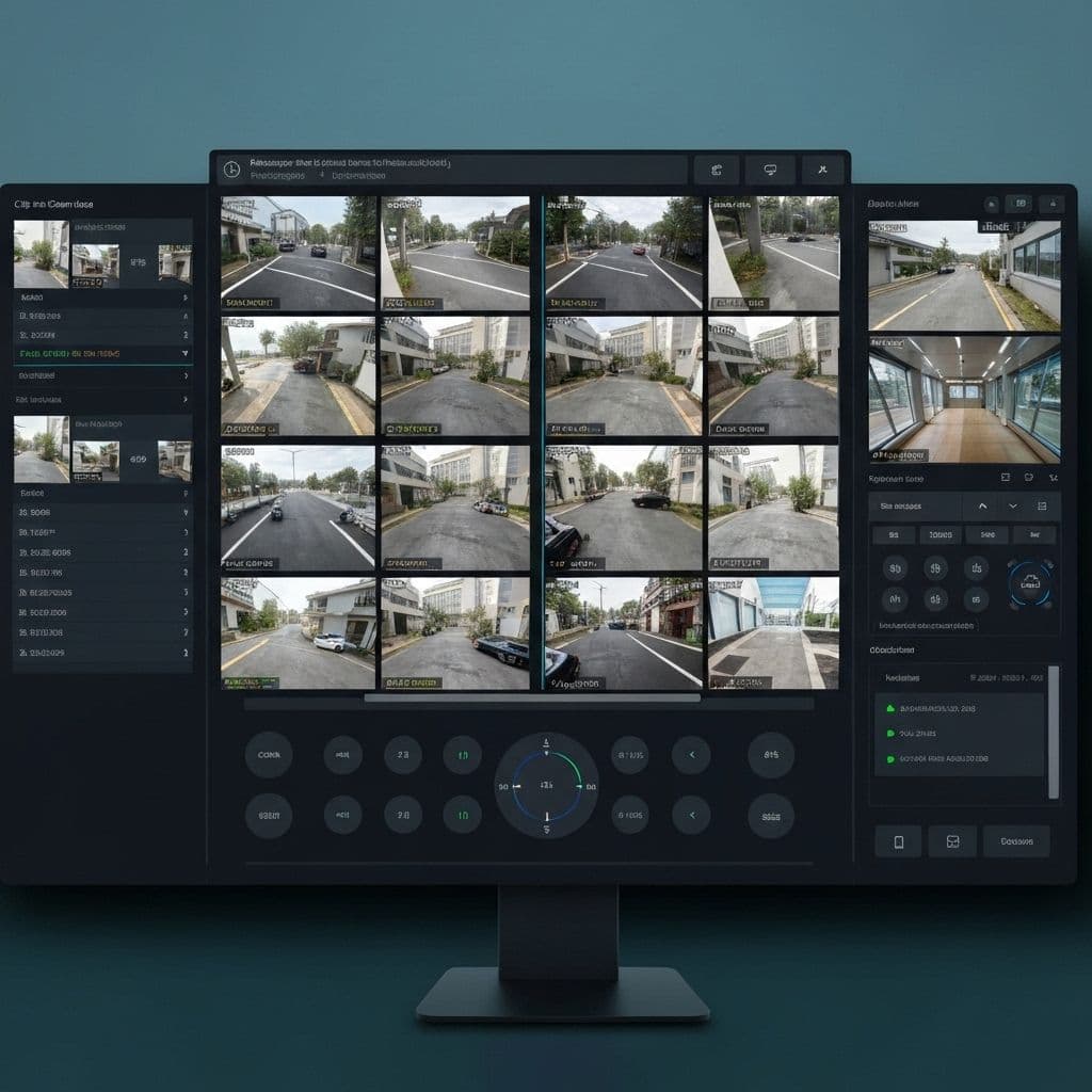 Security monitoring dashboard with multiple camera feeds