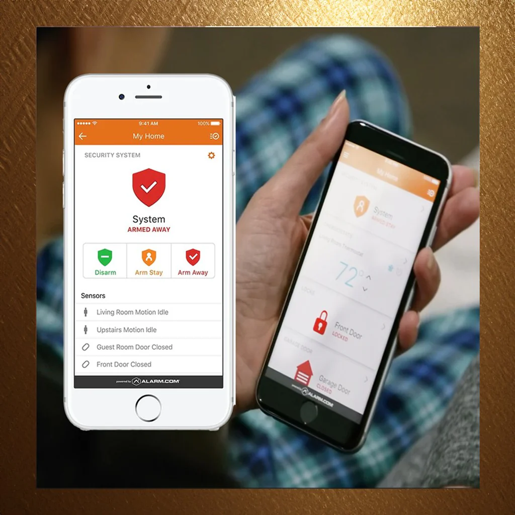 Professional technician installing Alarm.com control panel at commercial facility
