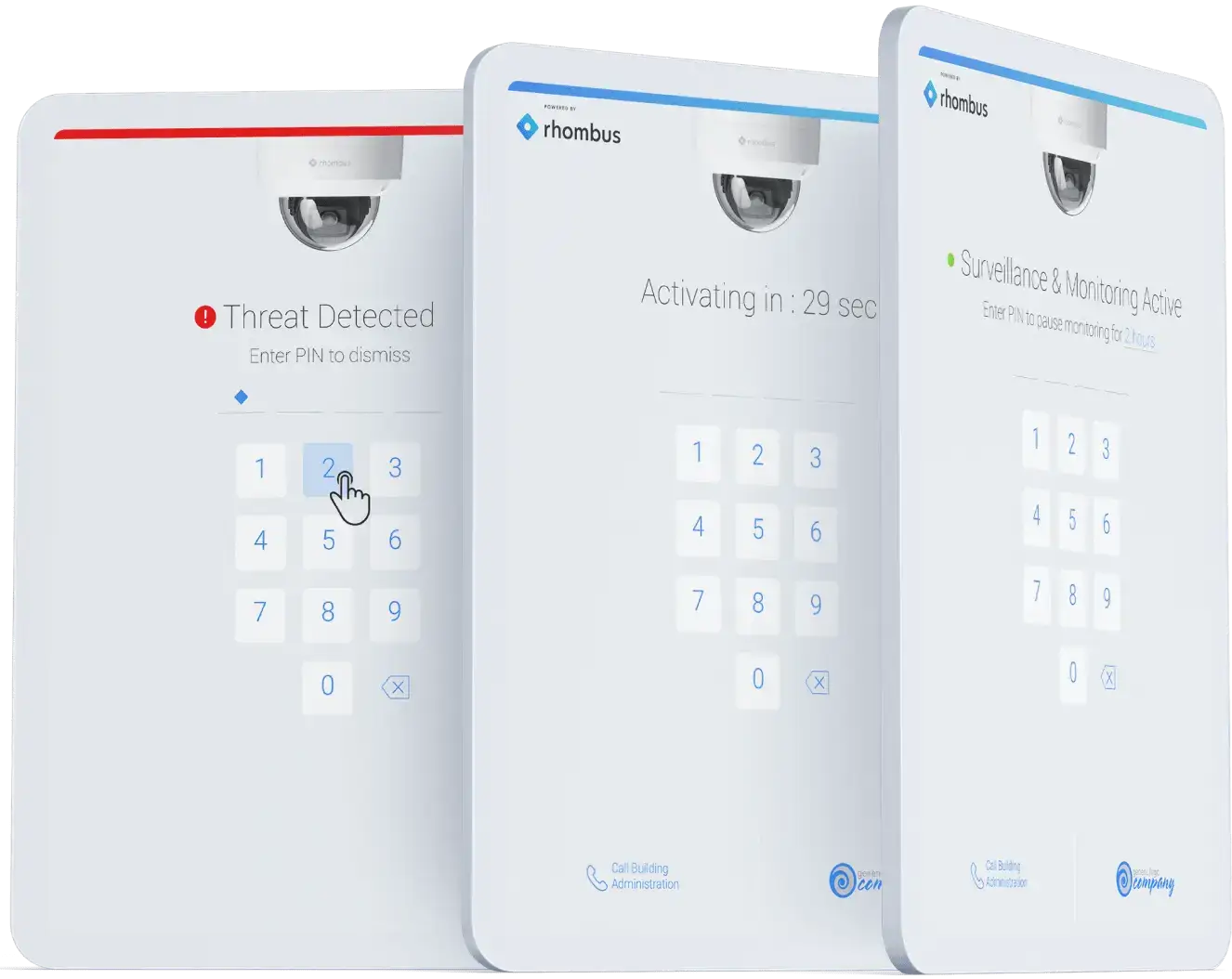Rhombus mobile app showing alarm notification with live camera verification