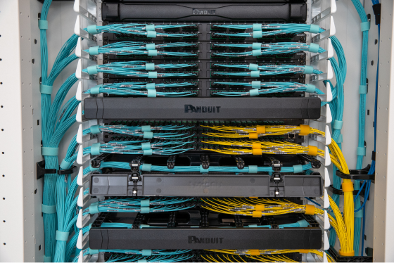 Panduit cable management system with FiberRunner routing and organized infrastructure