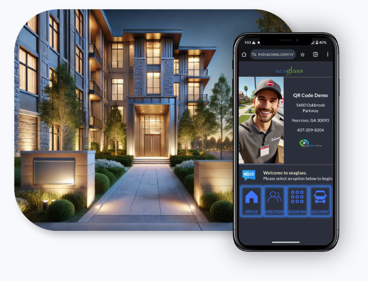 MyDoorView cloud dashboard showing tenant access and visitor logs