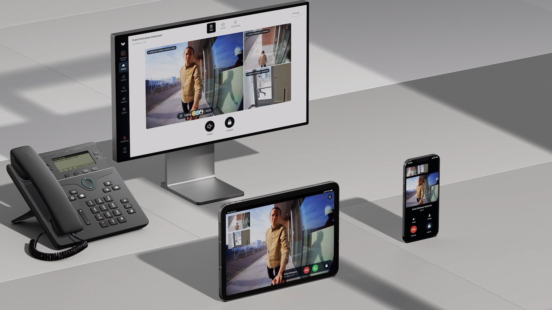Verkada Command cloud dashboard showing video intercom management and visitor logs