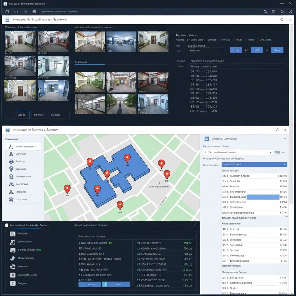 Integrated security system dashboard showing scalable business security solutions