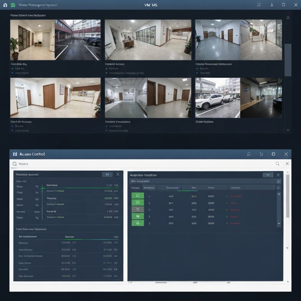 Integrated security system VMS dashboard with cameras and access control