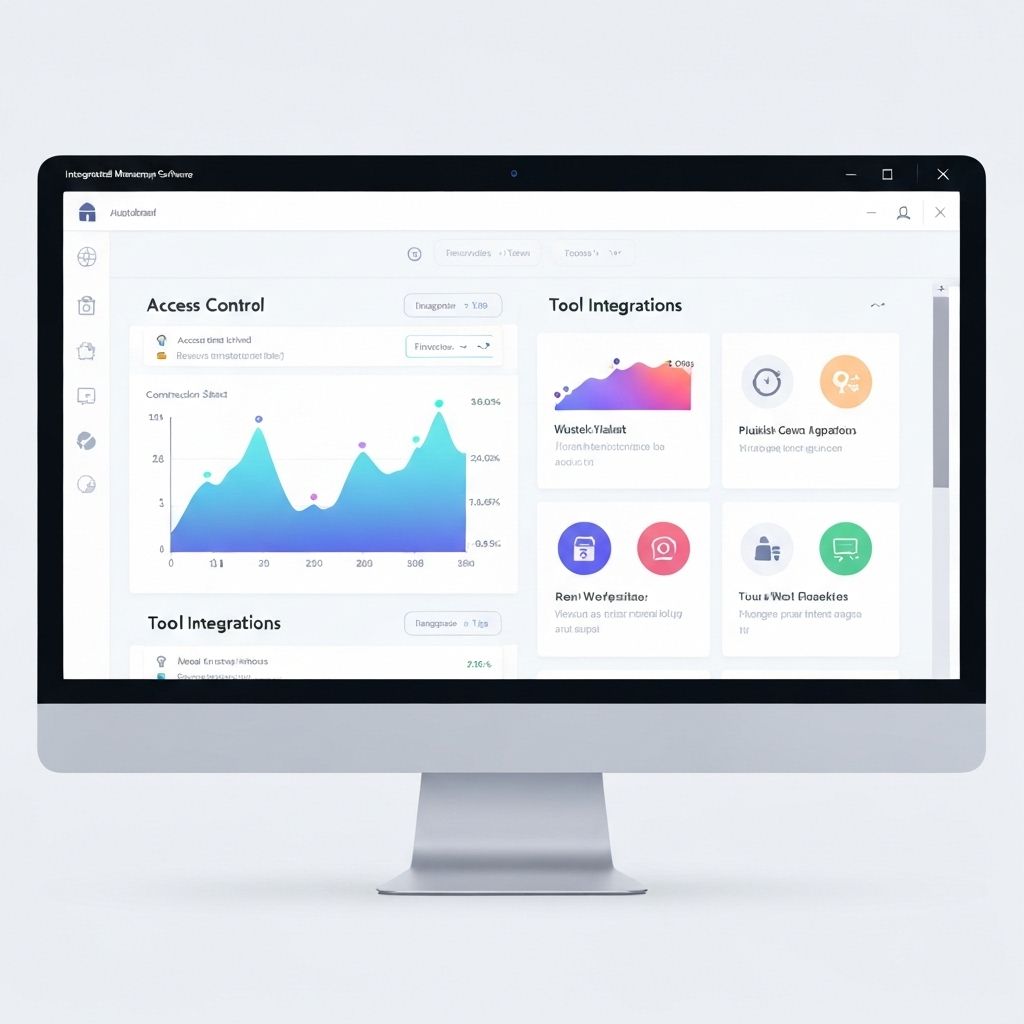 Integrated visitor management dashboard showing access control connections
