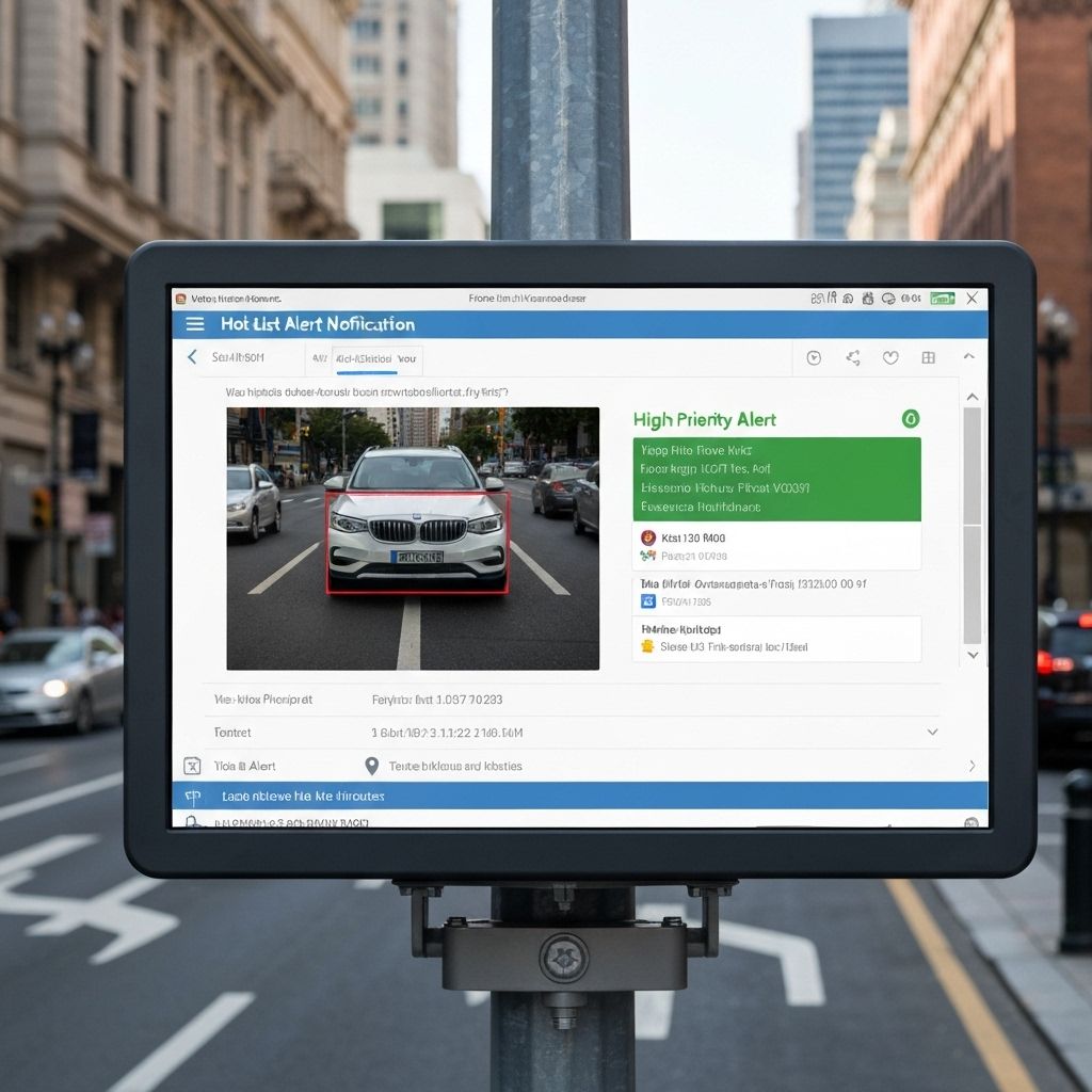 LPR camera hot-list alert notification interface
